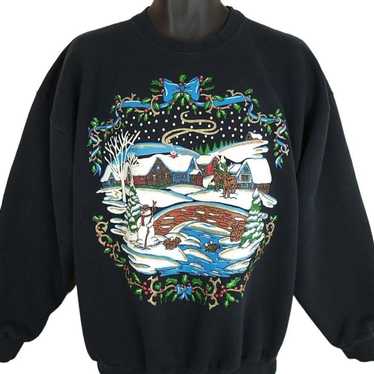 Vintage Winter Snowscape Sweatshirt Vintage 90s R… - image 1
