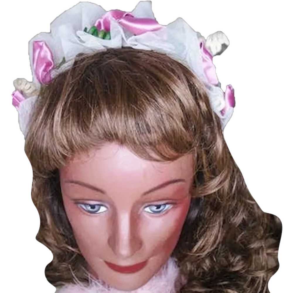 40s Bridesmaid Floral Headband Rosebud Headpiece - image 1