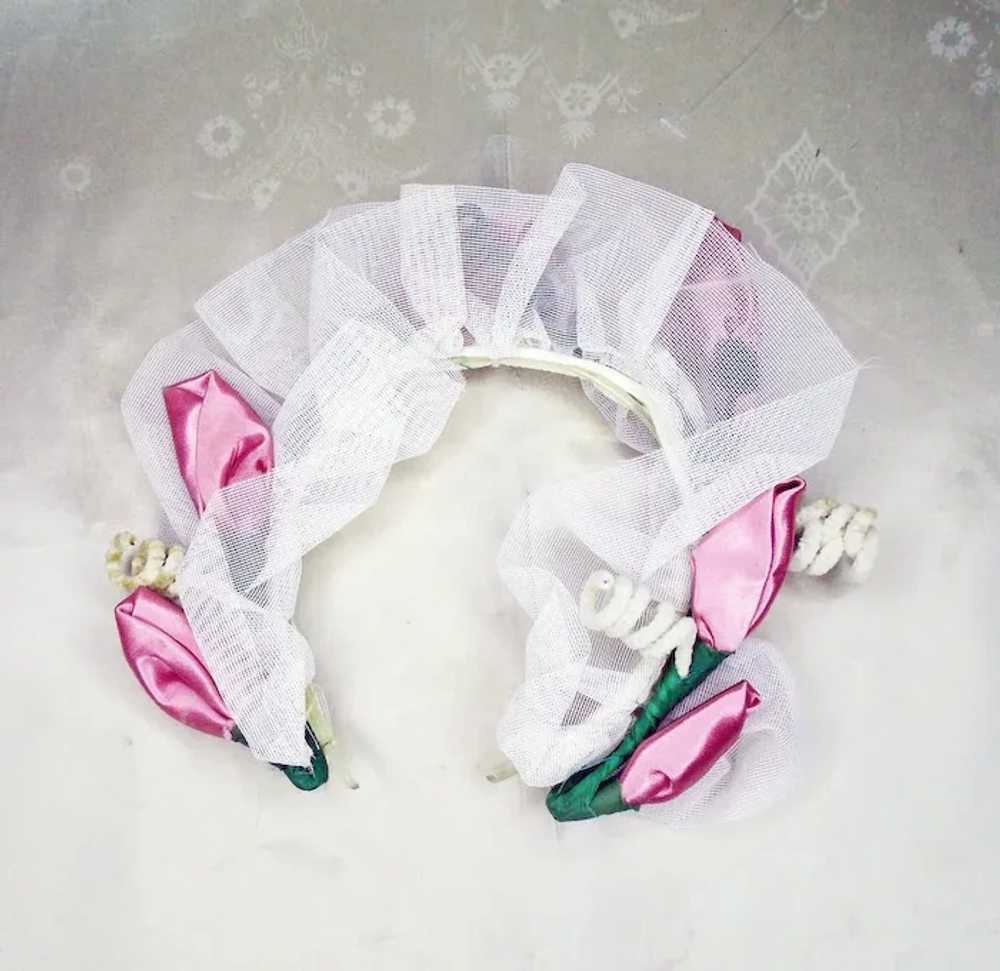 40s Bridesmaid Floral Headband Rosebud Headpiece - image 4