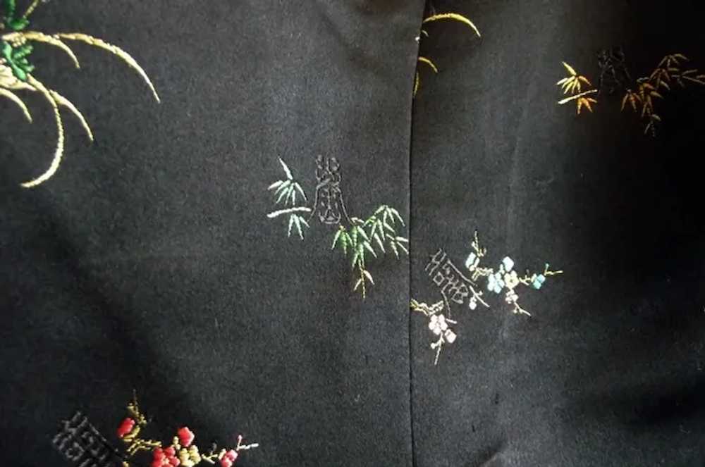 Vintage 1940s Cheongsam Jacket Womens Black Silk … - image 5