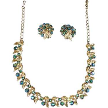 Pakula Blue Aurora Borealis Rhinestone Necklace an