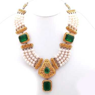 1960S Flawed Emerald Mogul Necklace by Onik Sahak… - image 1