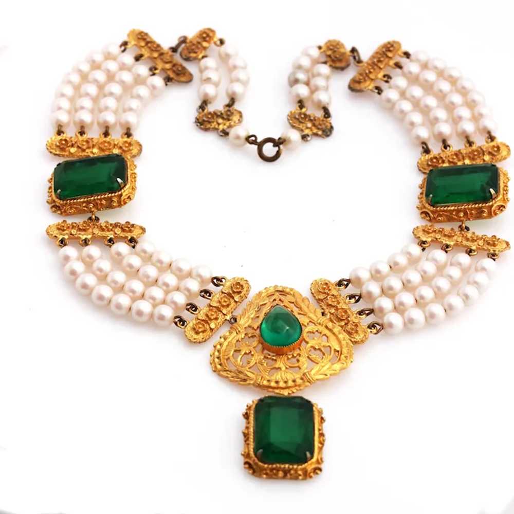 1960S Flawed Emerald Mogul Necklace by Onik Sahak… - image 2