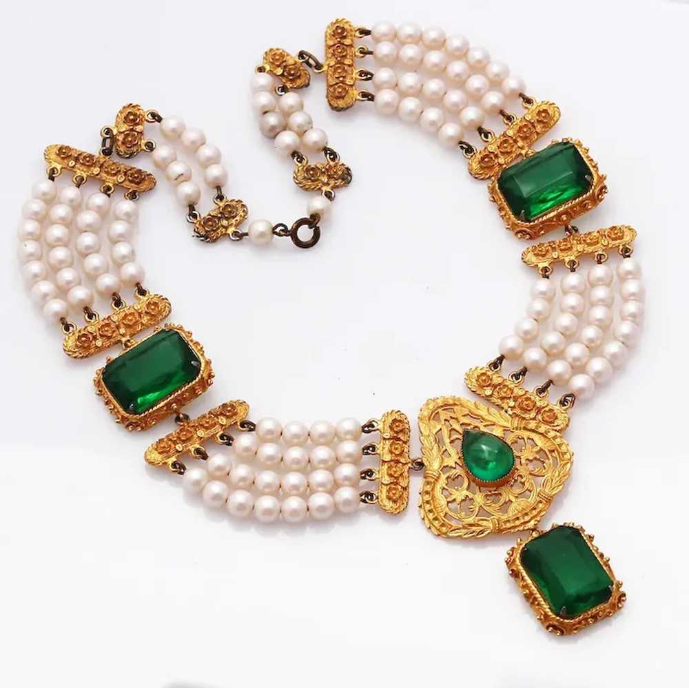 1960S Flawed Emerald Mogul Necklace by Onik Sahak… - image 3