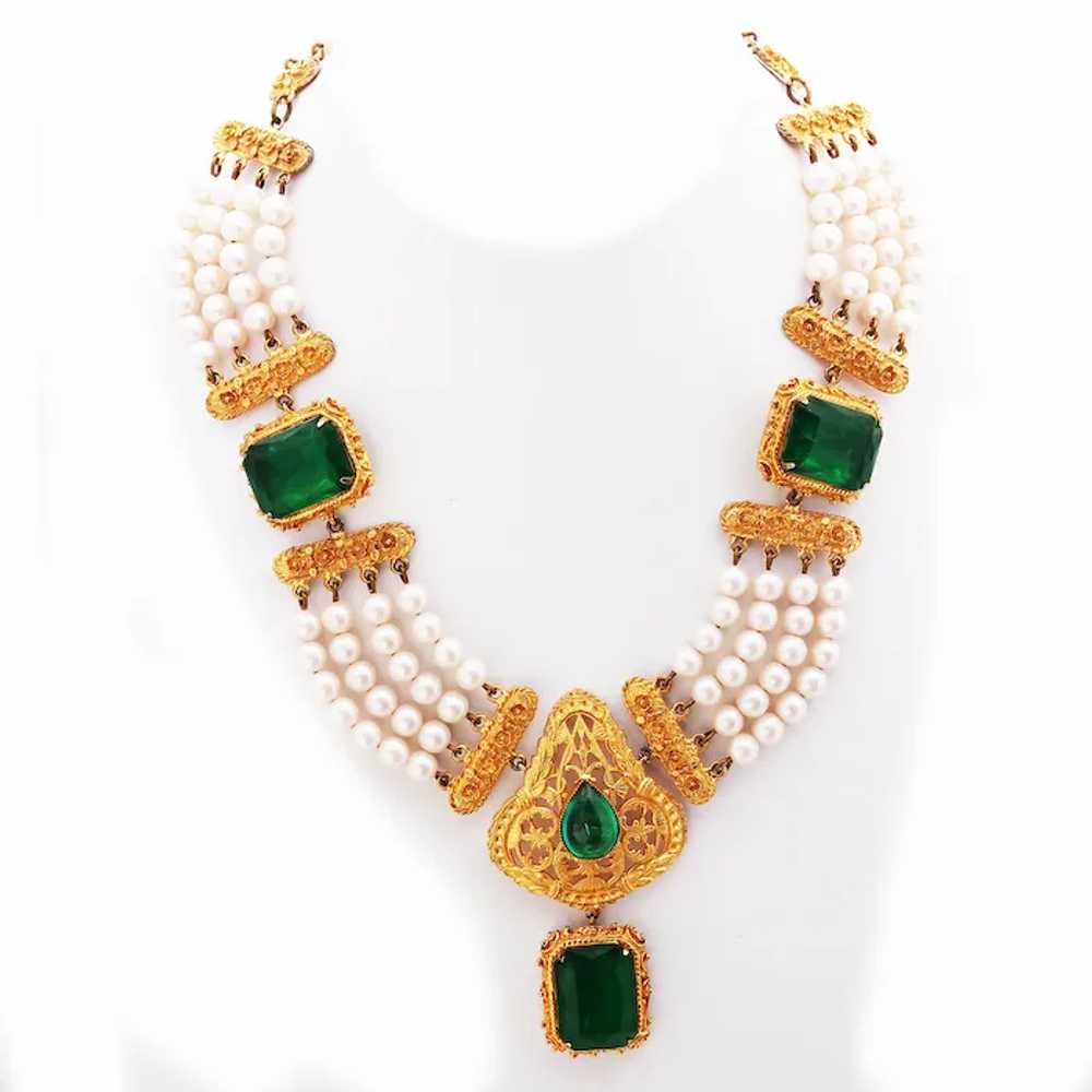 1960S Flawed Emerald Mogul Necklace by Onik Sahak… - image 4