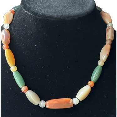 Jadeite Chrysoprase Quartz Multi Color Necklace