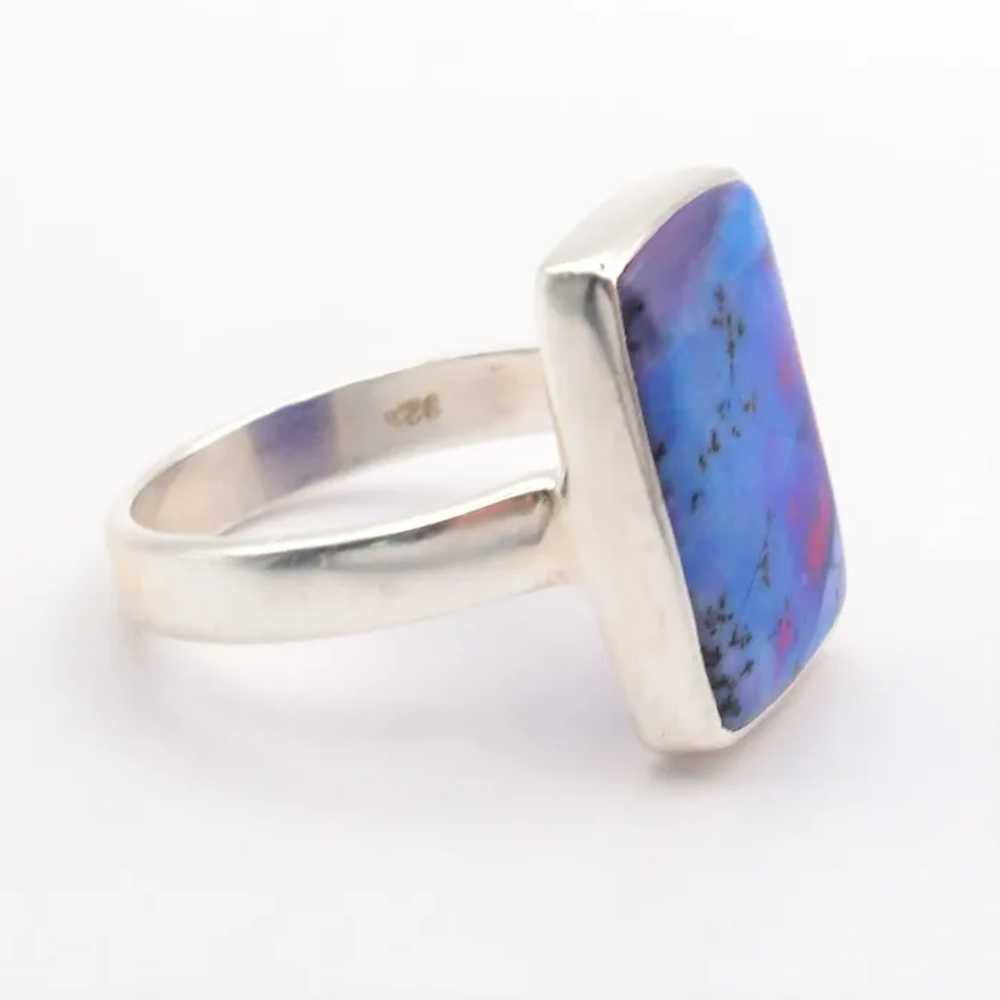 Sterling Silver Dyed Moss Agate Ring - image 2