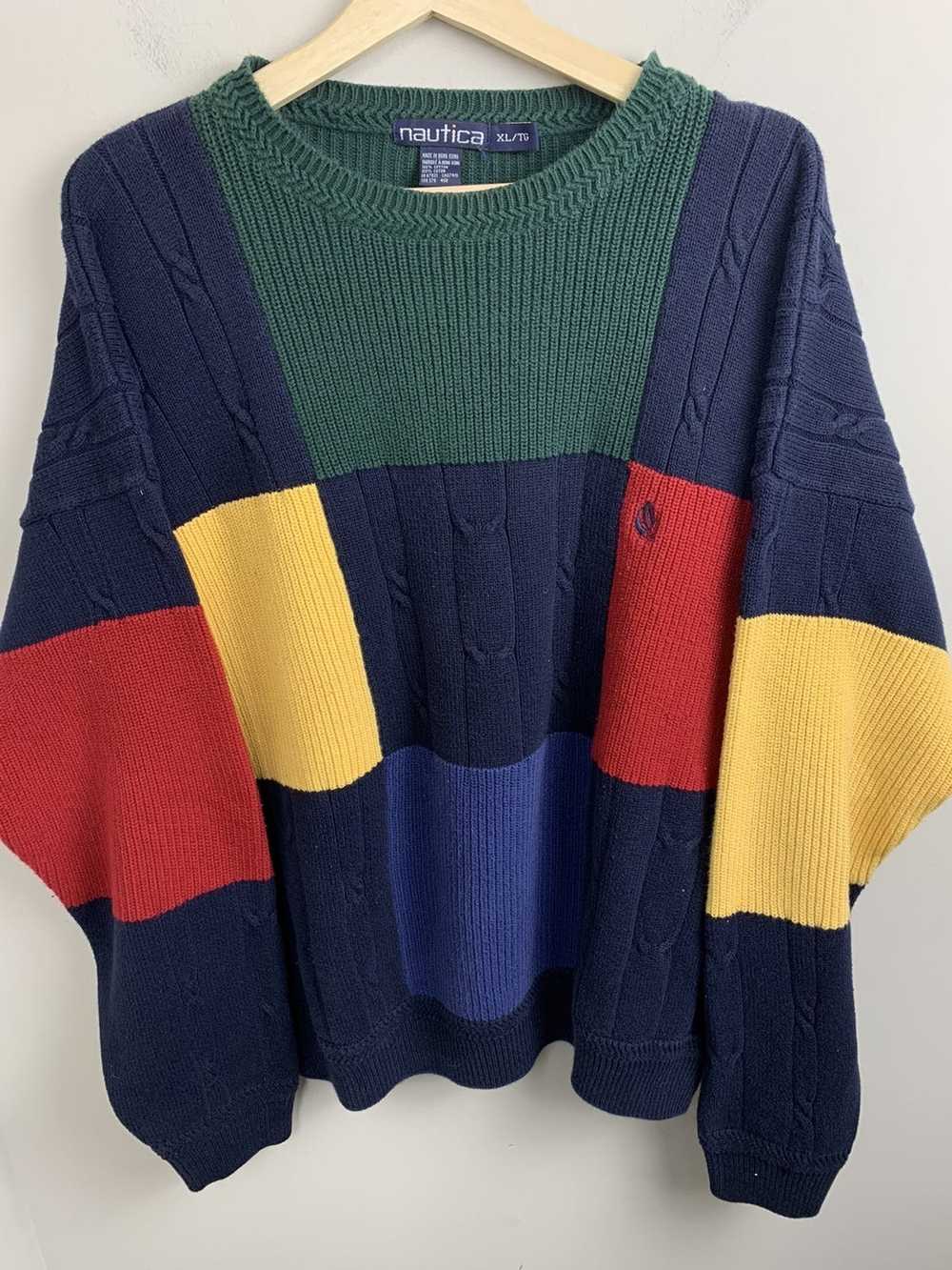 Coloured Cable Knit Sweater × Nautica × Vintage V… - image 1