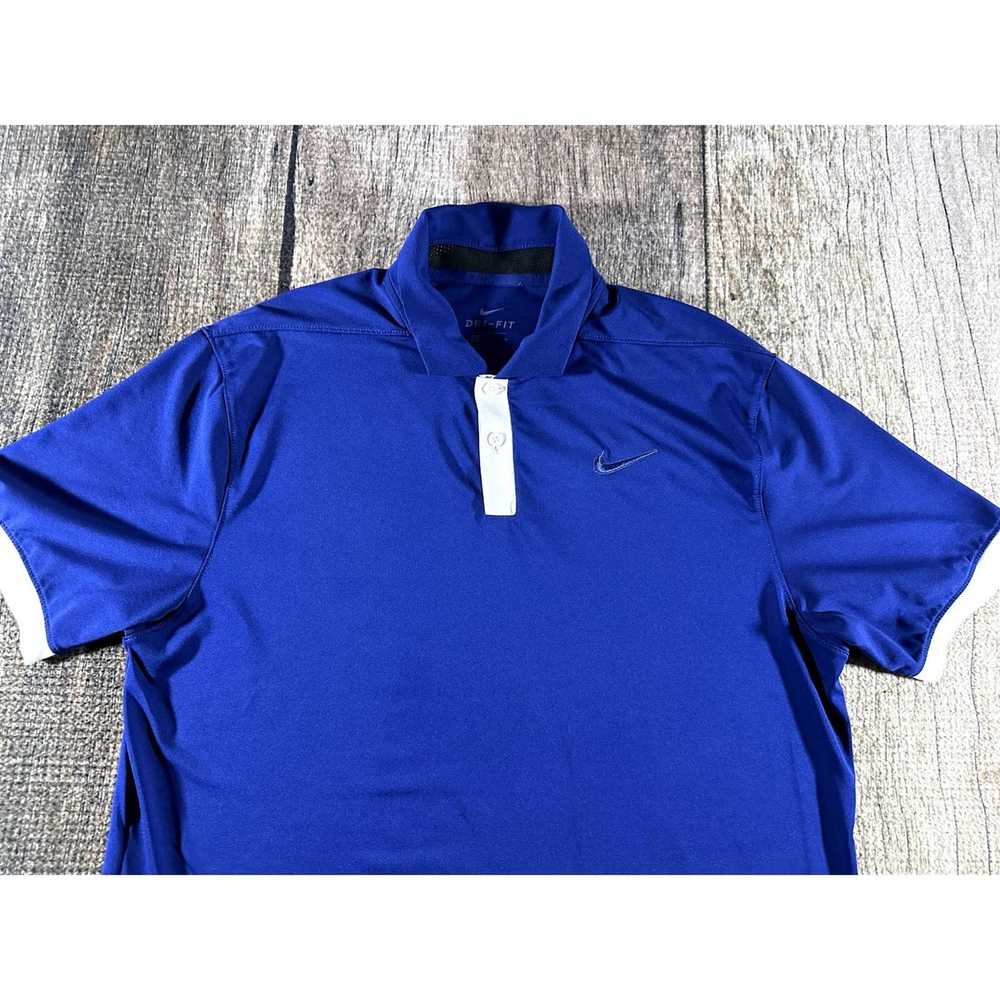 Nike Nike Golf Dri Fit Blue White Polo Shirt Men'… - image 2