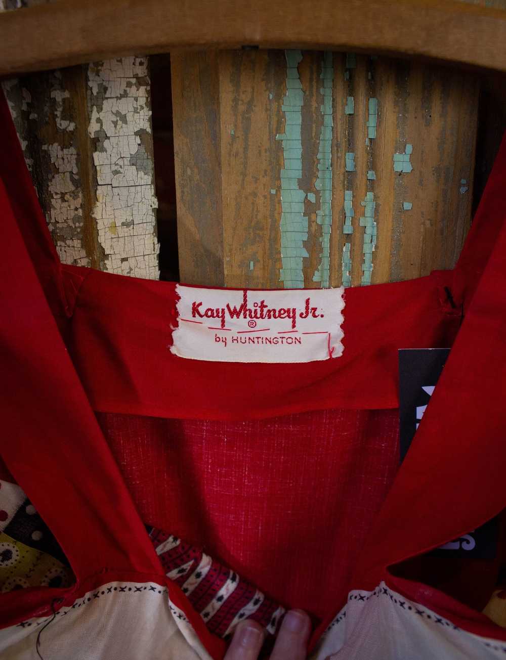 Vintage Vintage Red Faux Patchwork Dress 1960s XS… - image 3