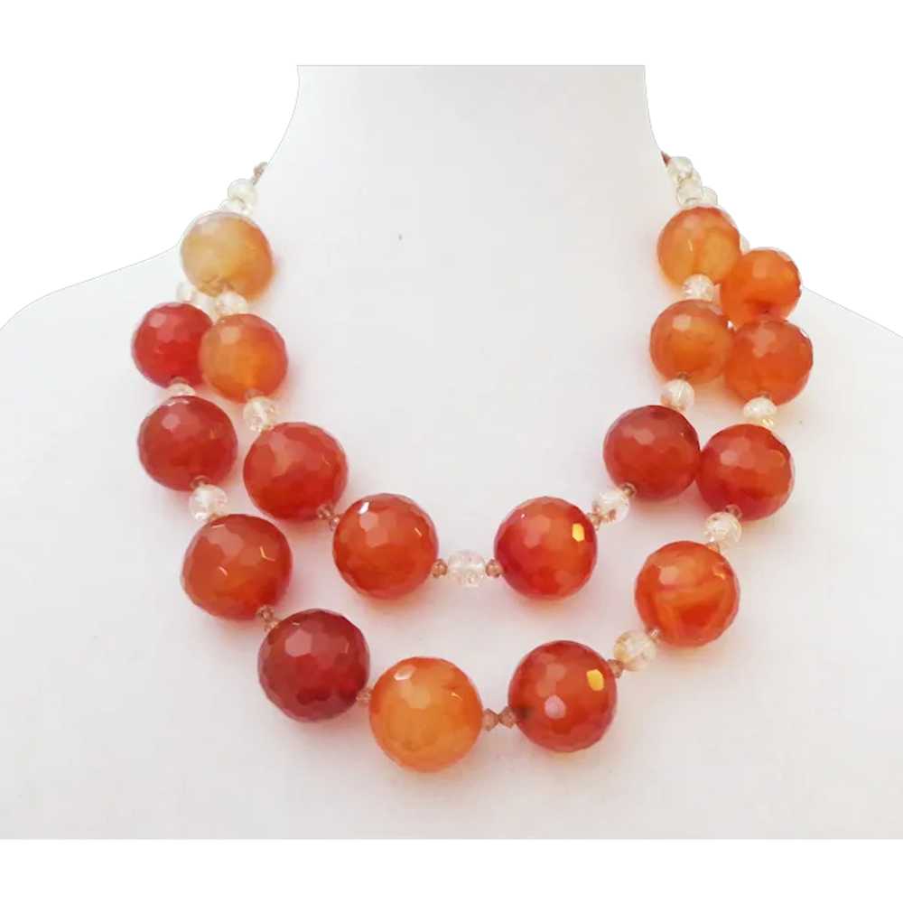 1" Faceted Glass Beaded Double Strand Necklace - image 1