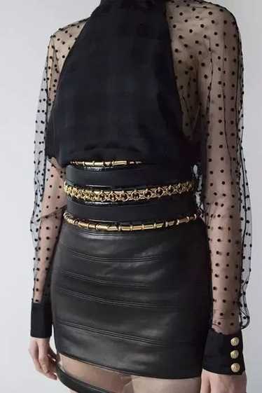 Balmain SS14 lace blouse with golden buttons