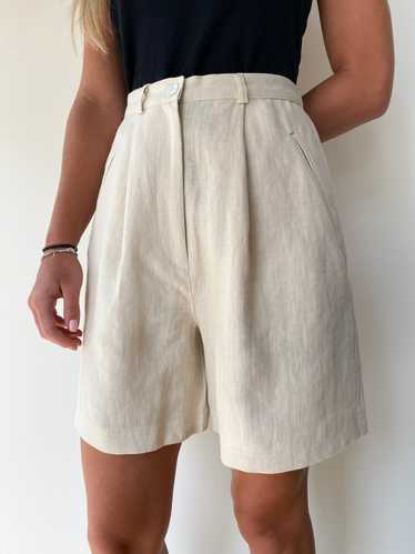 Garnet Hill Hight Waist Linen Pleated Shorts—[24]