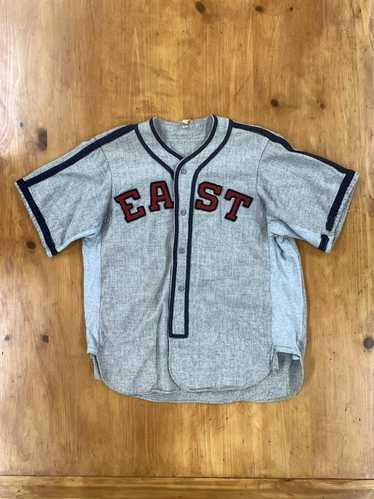 PNBvintage Felco/Raccoons Team | Vintage Baseball Jersey | 1950s | Grey/Red Baseball Shirt | Wool Blend /Patch | Little League M | Made in USA