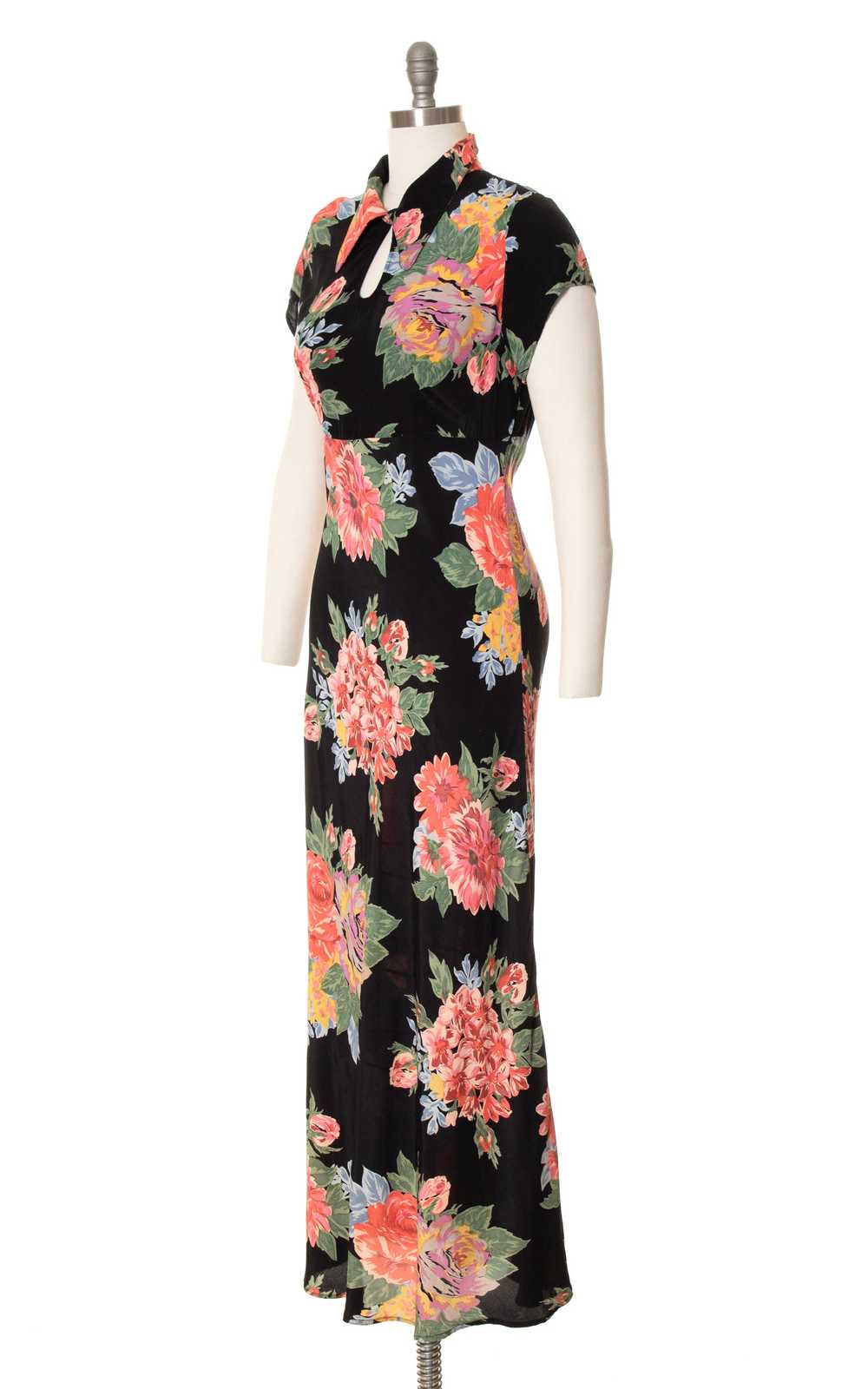 1990s does 1930s Floral Bias Cut Rayon Dress | sm… - image 3