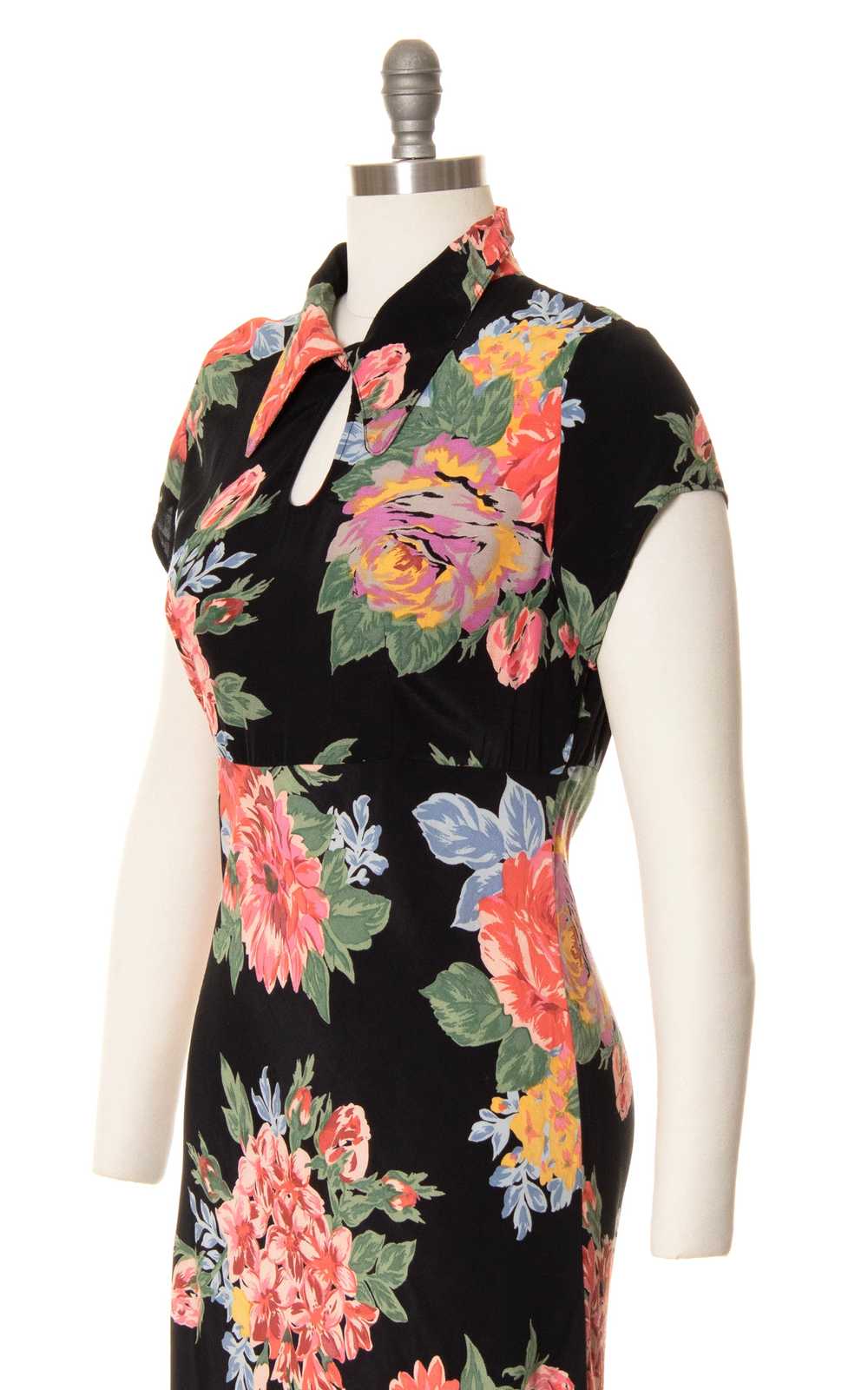 1990s does 1930s Floral Bias Cut Rayon Dress | sm… - image 5
