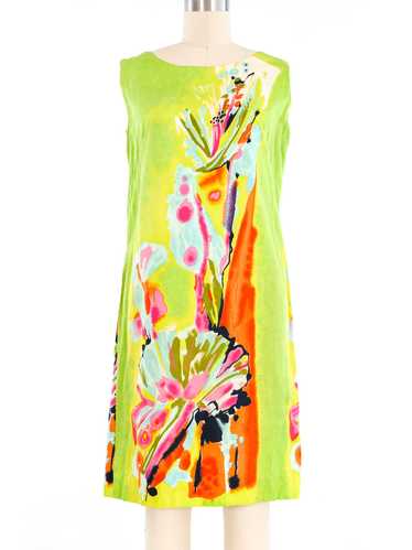 Watercolor Printed Floral Shift Dress