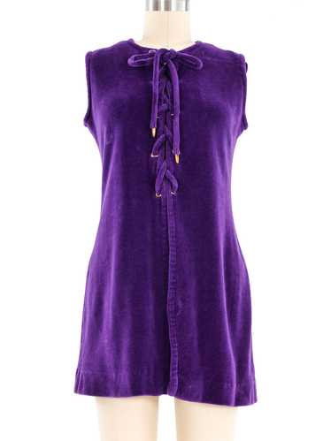 1960s Purple Velour Lace Up Vest