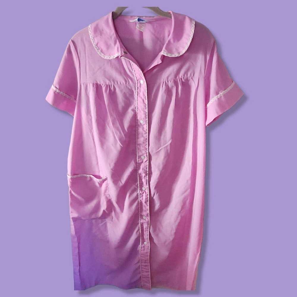 Vintage Sears Pink Snap button kaftan hospital nu… - image 9