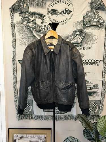 Genuine Leather × Vintage VINTAGE WASHED GREY LEAT