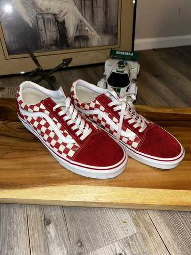 Womens red clearance checkerboard vans