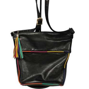 Vintage Vtg y2k 90’s rainbow leather purse crossb… - image 1