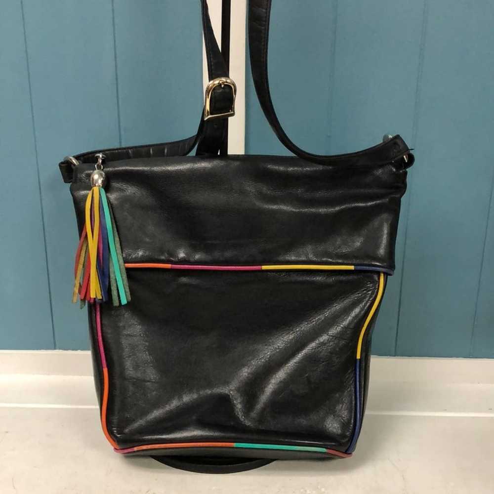 Vintage Vtg y2k 90’s rainbow leather purse crossb… - image 2