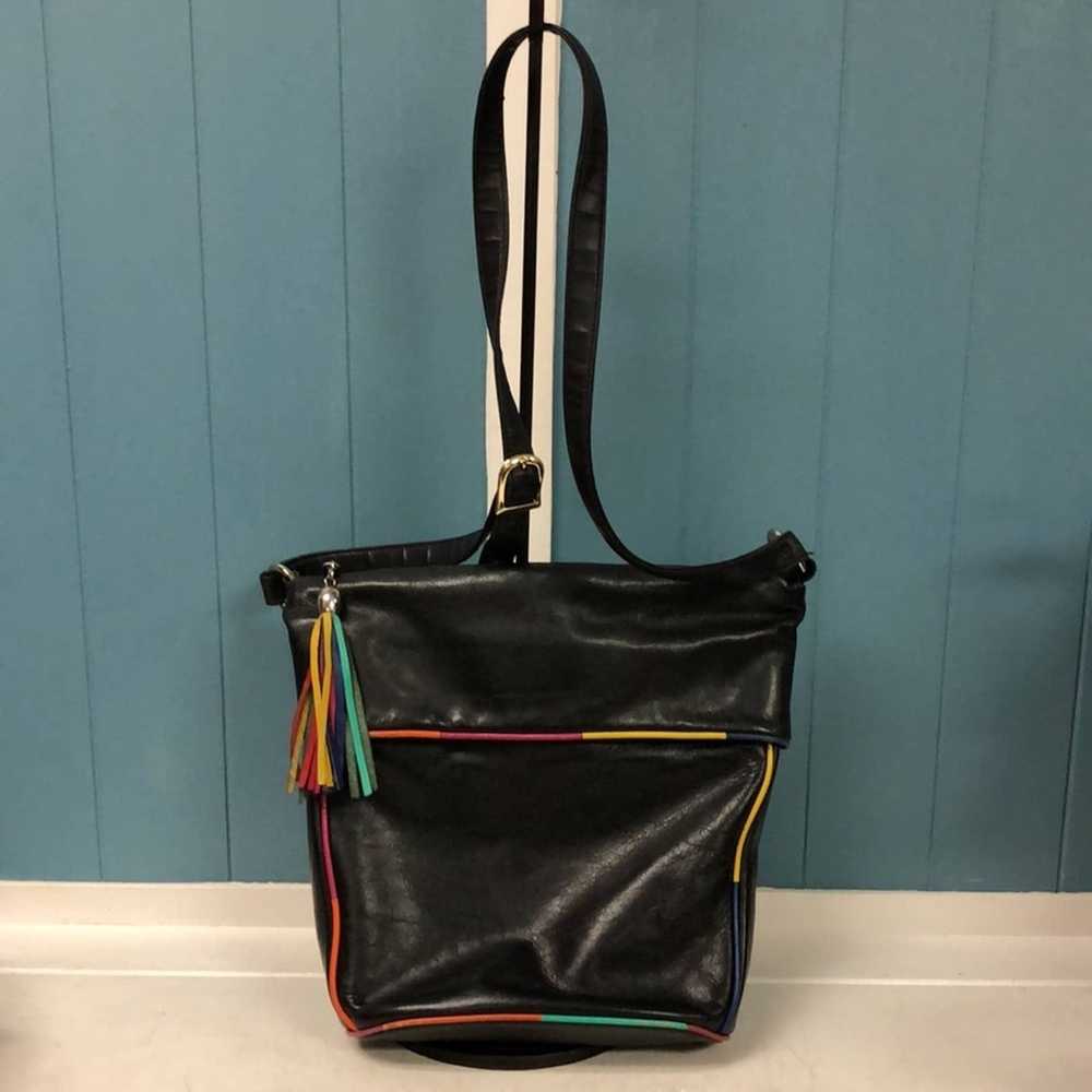 Vintage Vtg y2k 90’s rainbow leather purse crossb… - image 4