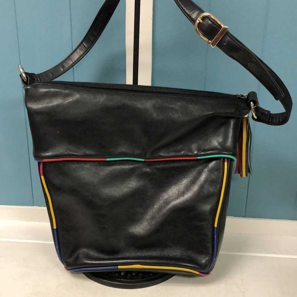 Vintage Vtg y2k 90’s rainbow leather purse crossb… - image 6