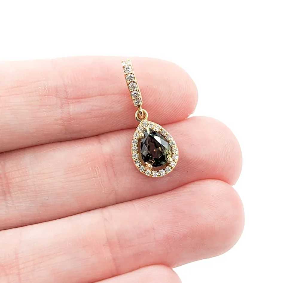 Stunning Alexandrite & Diamond Yellow Gold Pendant - image 3