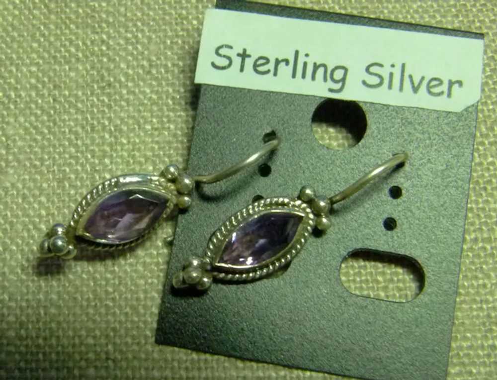 New Old Stock STERLING SILVER Marquise Cut Facete… - image 3