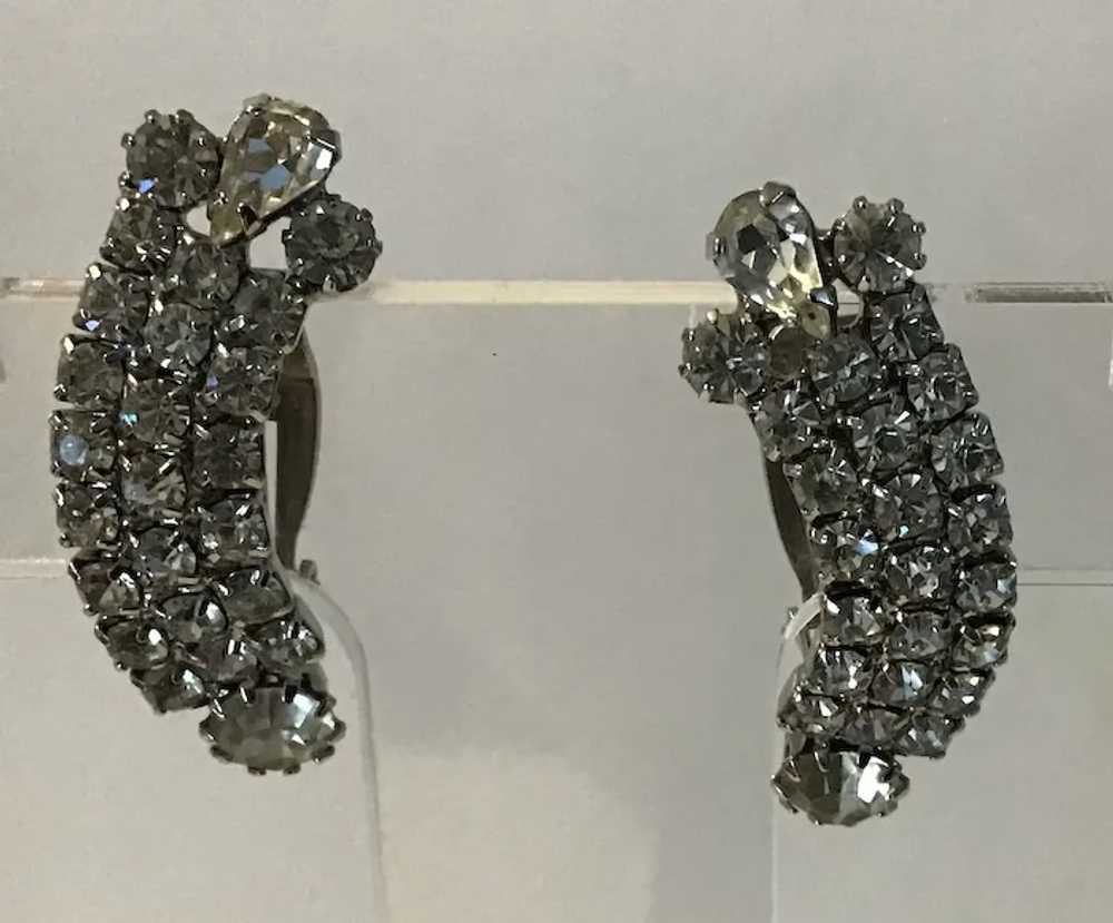 Vintage Rhinestone Climber Clip Earrings - image 4