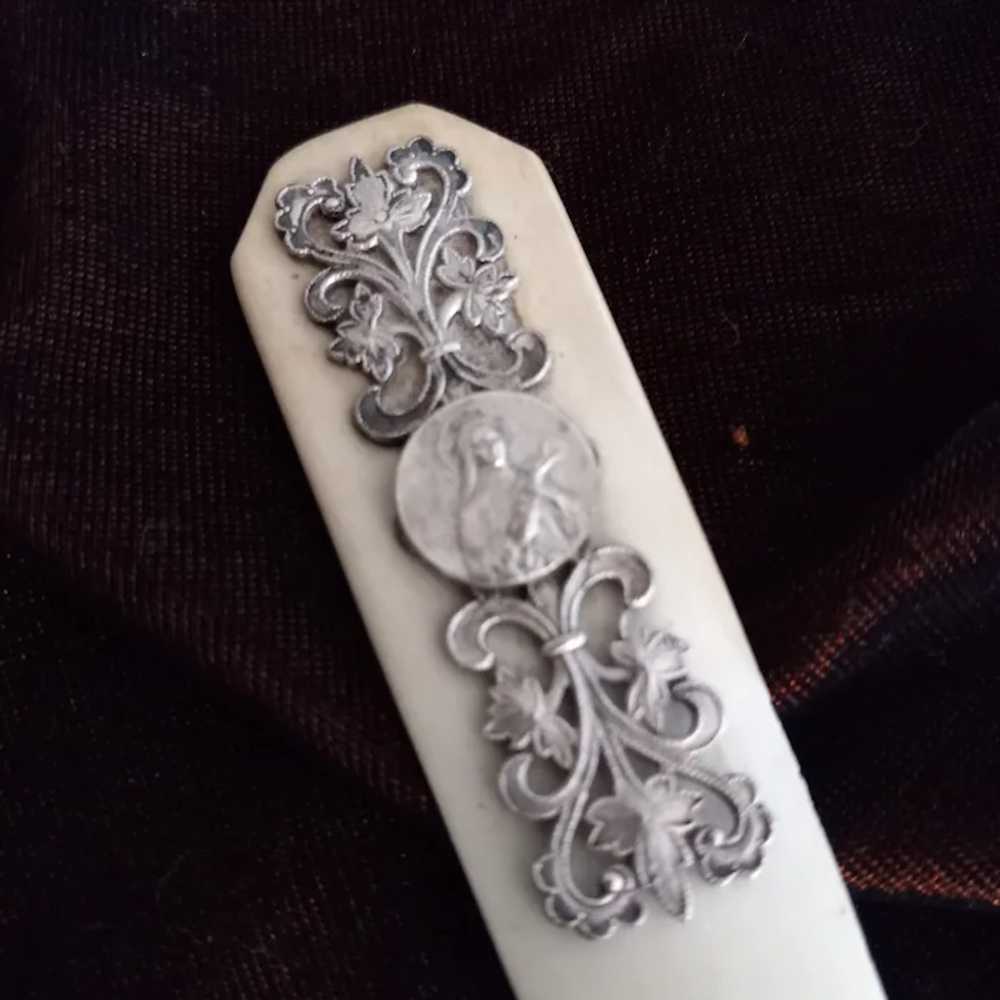 FRENCH Very old St Therese Bookmark - SILVER Ador… - image 3