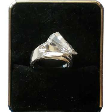Faceted Clear Rock Crystal Sterling Silver Ring