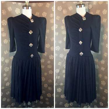 1940s Rayon Crepe Dress with Ruching - image 1