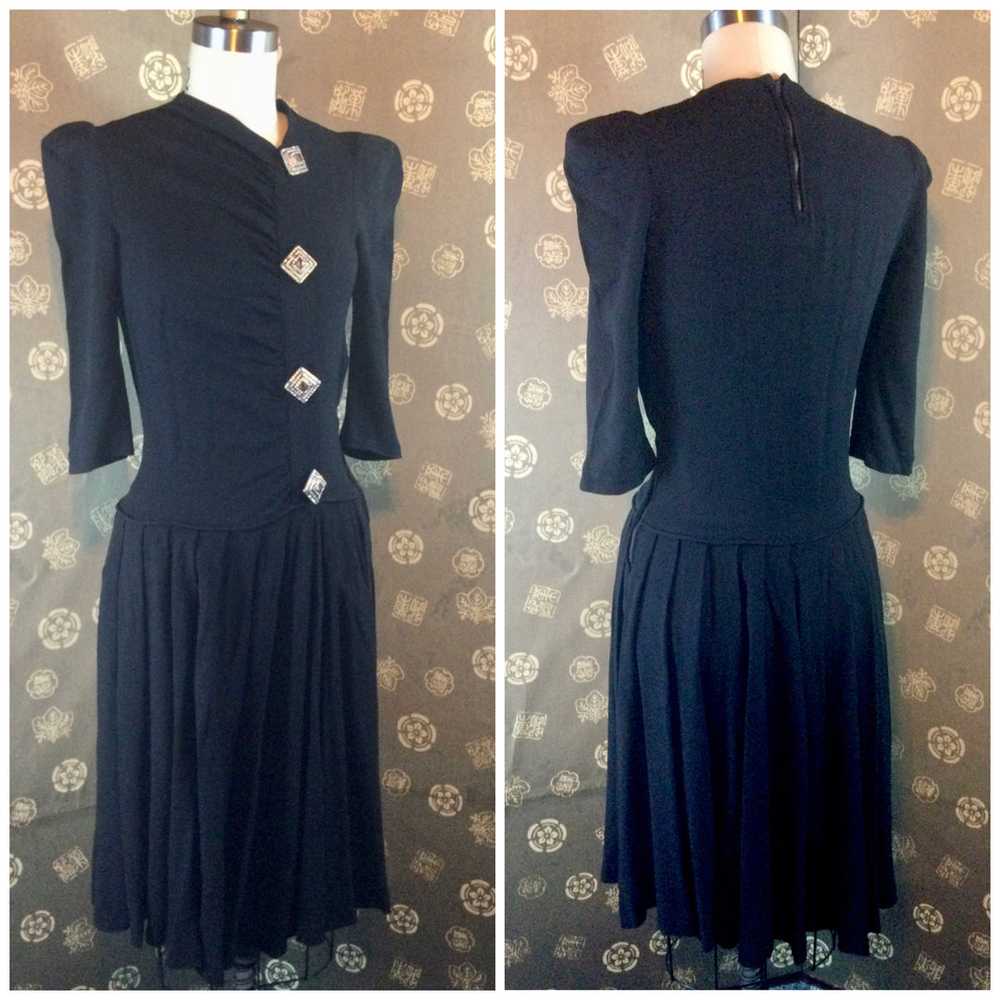 1940s Rayon Crepe Dress with Ruching - image 2