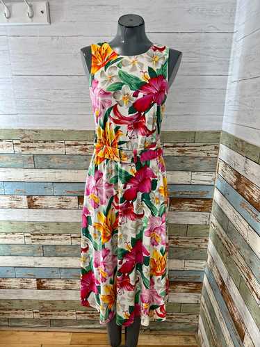 80’s Multicolor Flower Dress With Wrap Back