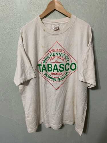 Tabasco Men T-Shirt XL Beige Louisiana Crocodile Logo Graphic Hot Sauce READ