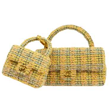 CHANEL 1994 Yellow Tweed Handbag Set AK31944b - image 1