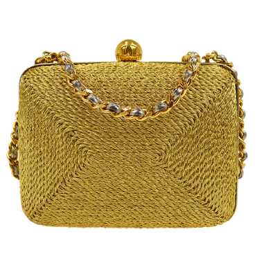 CHANEL 1998 Woven Evening Bag Gold 63979