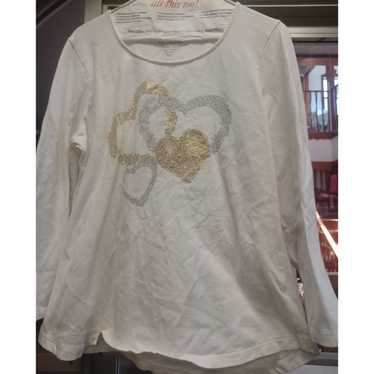 Chicos Chicos Womens Pullover Top White with Gold… - image 1