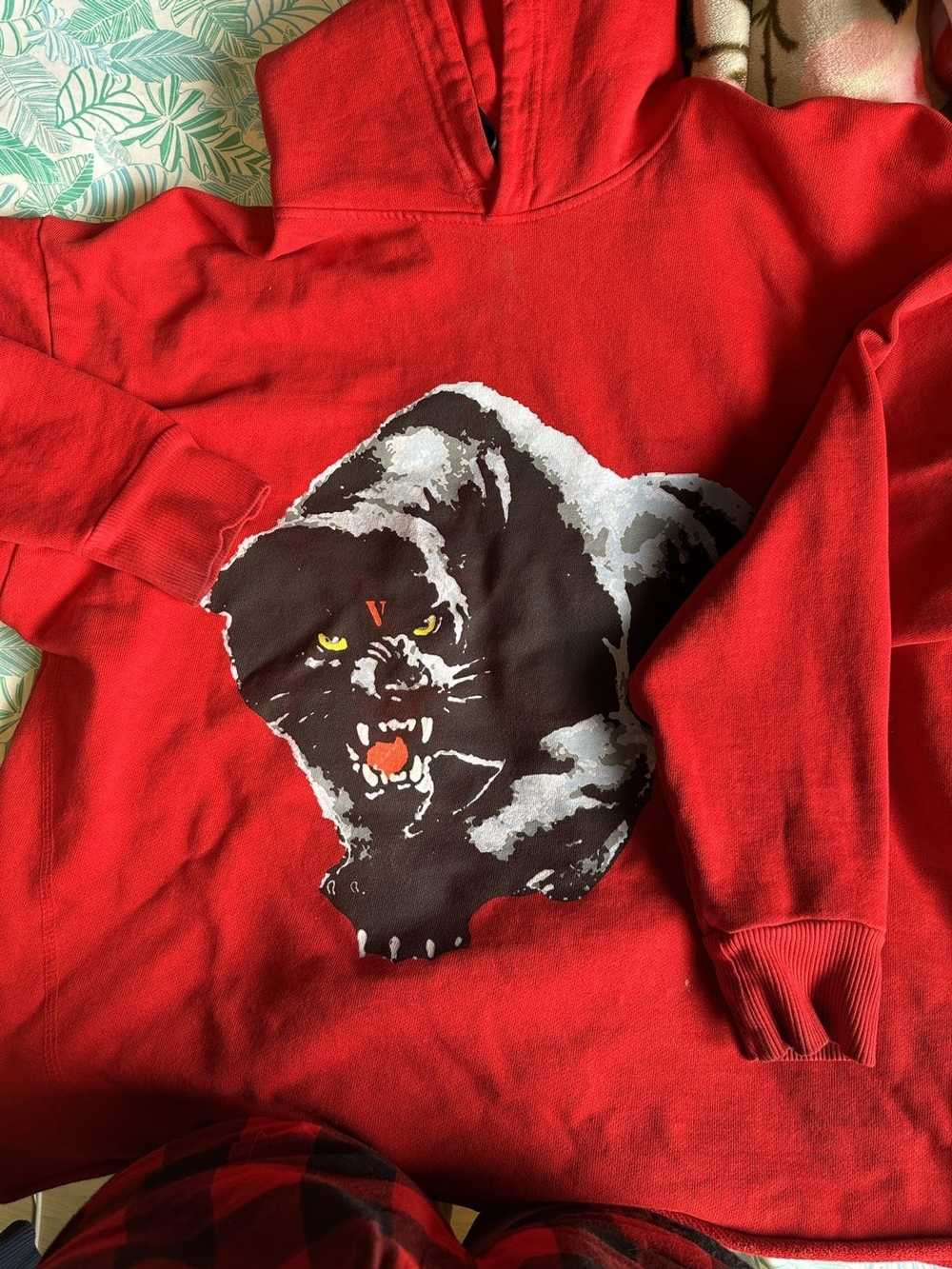 Vlone Black V Panther Hoodie - Red Size: S - image 8