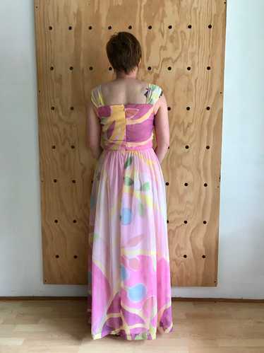 1970s Pastel Watercolor Gown (M)