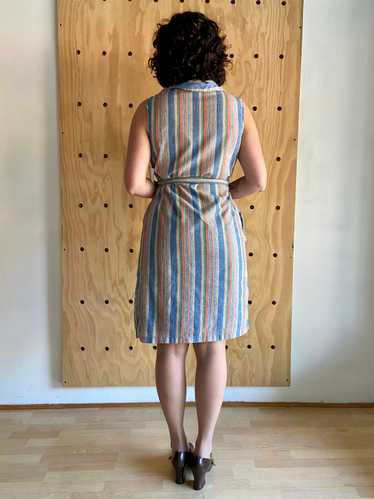1970s Striped Shirt Dress w/ Belt (L/XL) - image 1
