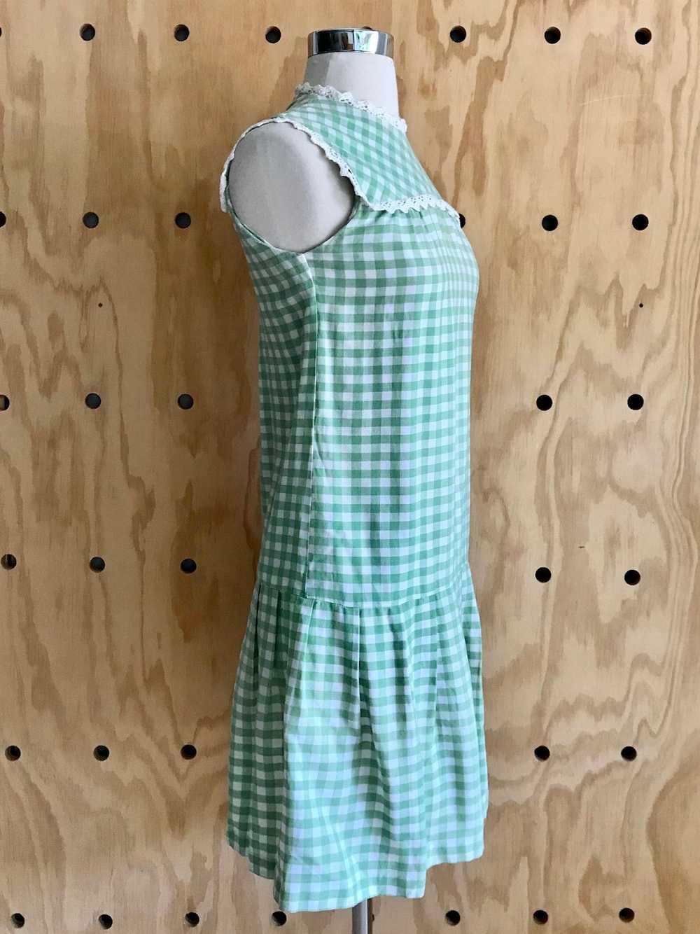 1960s Green Gingham Shift (XS/S) - image 1