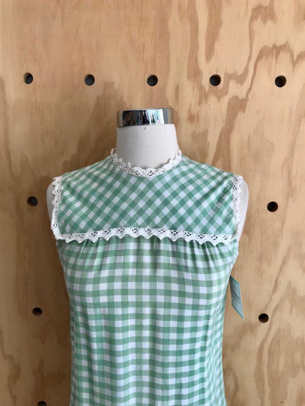 1960s Green Gingham Shift (XS/S) - image 4