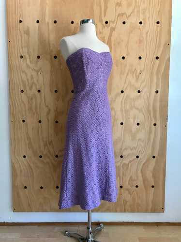 1950s Purple Lace Strapless Dress (S)