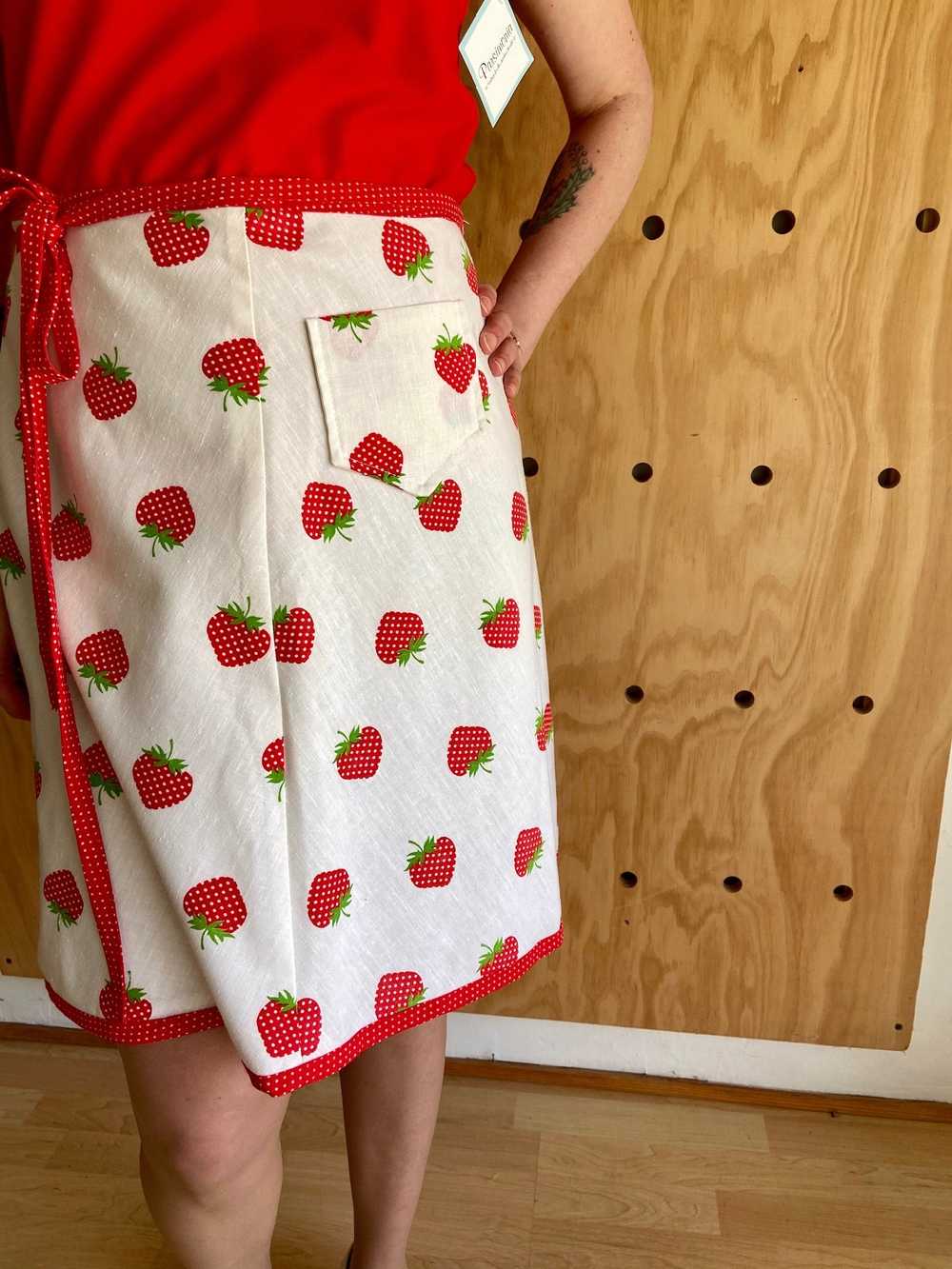 Strawberry Print Wrap Skirt (M) - image 2