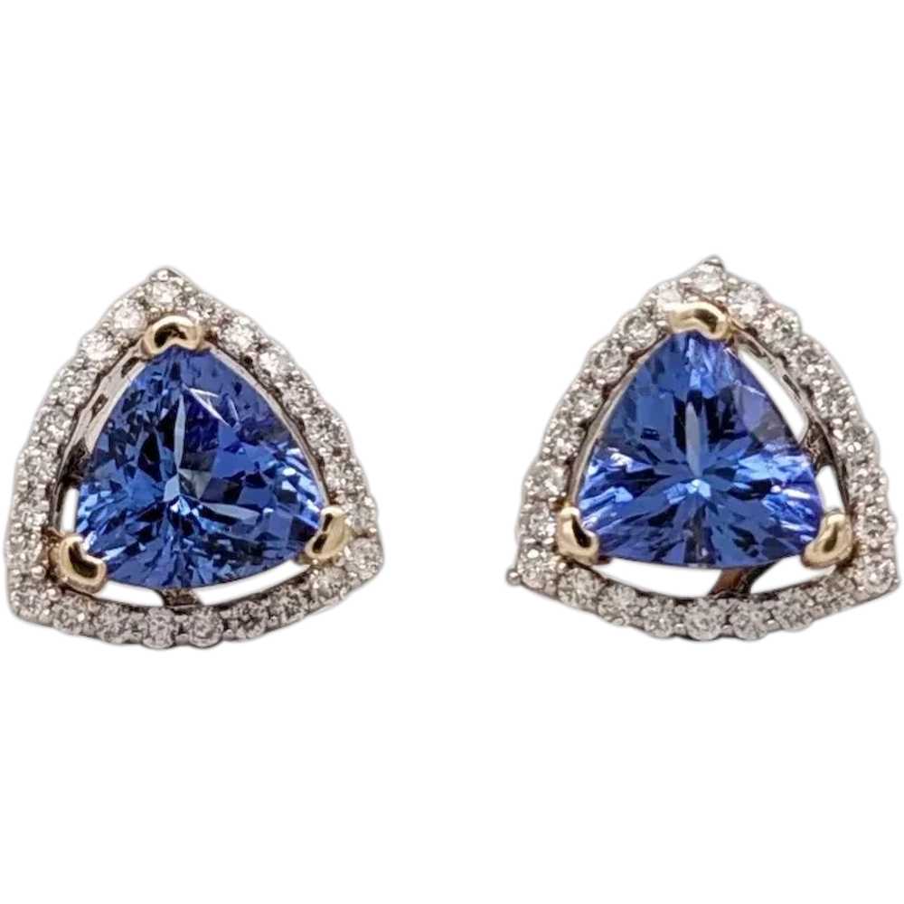 Gorgeous Genuine Tanzanite Earring in Dual Tones … - image 1