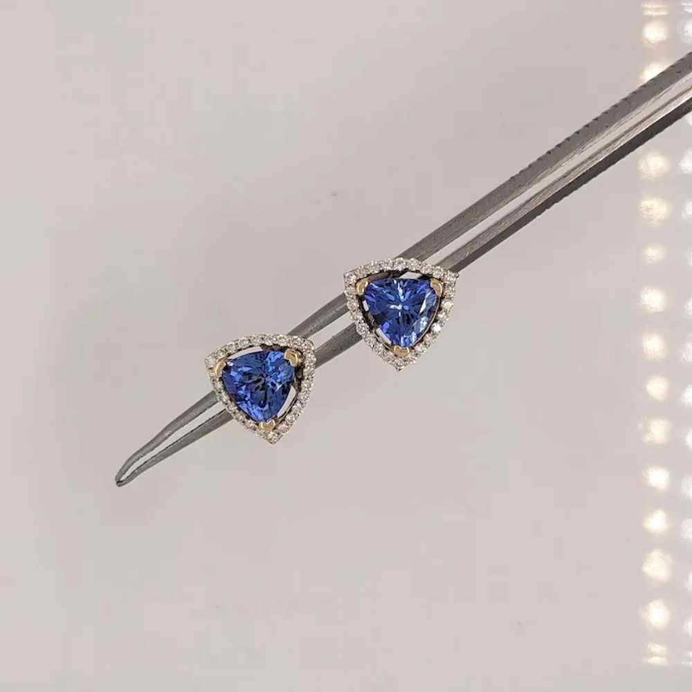 Gorgeous Genuine Tanzanite Earring in Dual Tones … - image 4